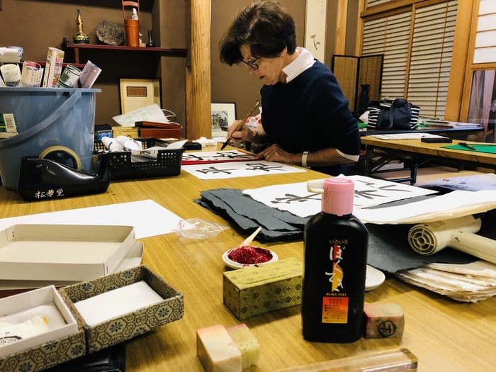 Calligraphy class in Takayama