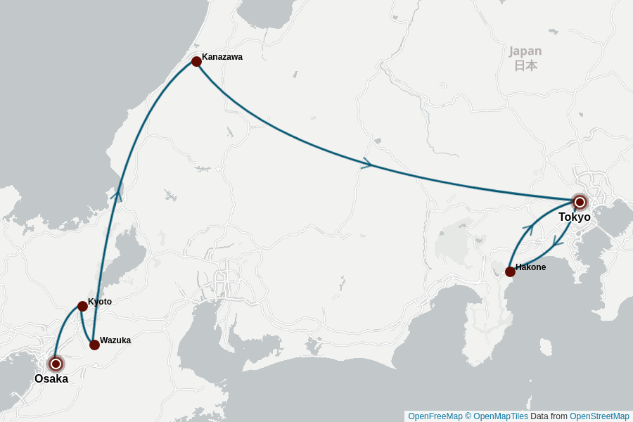 Itinerary Map image for Le Japon en 12 jours