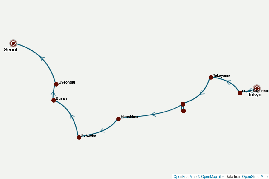 Itinerary Map image for Circuit Japon Corée du Sud – 2 cultures, 2 mondes