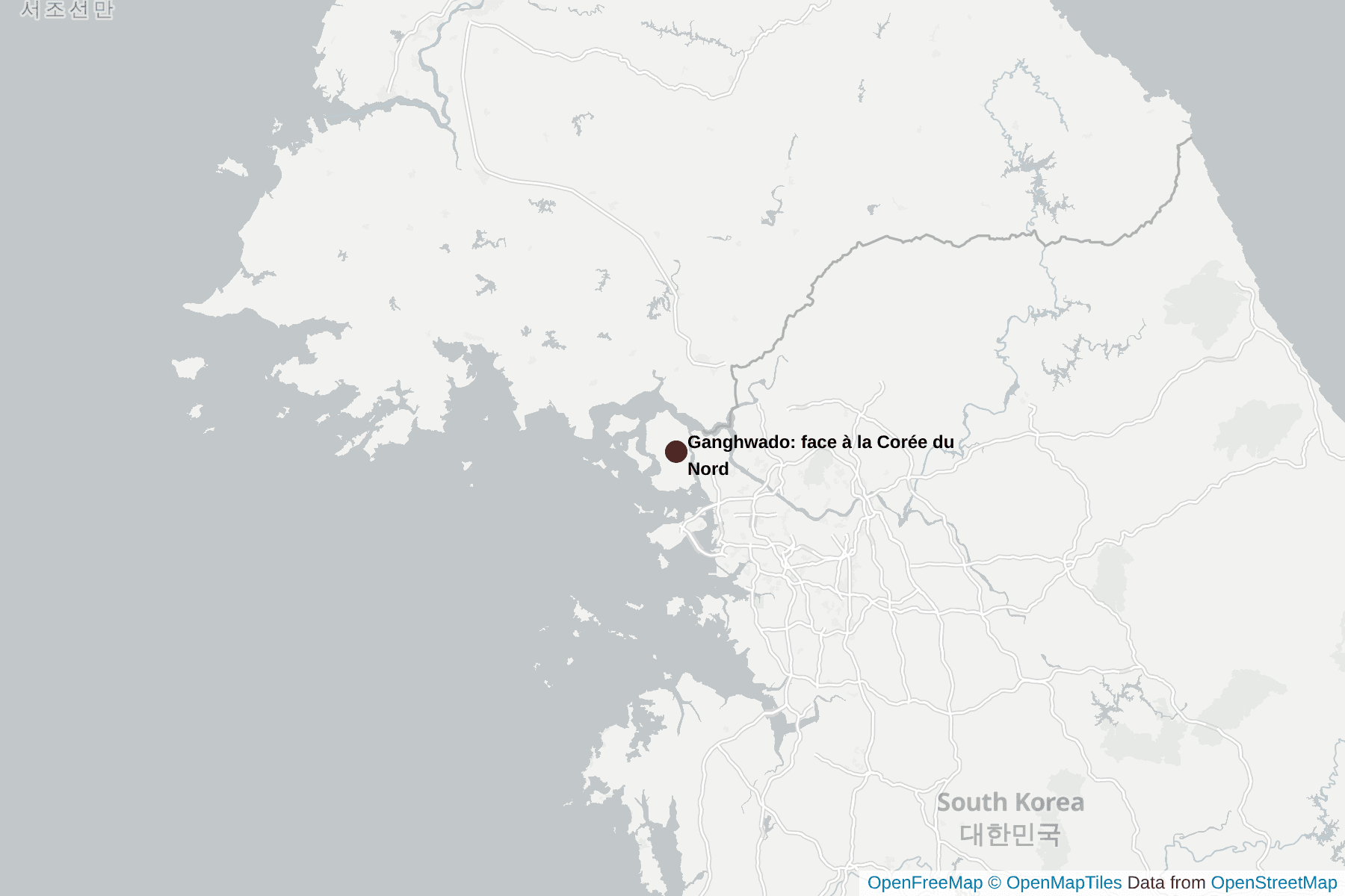 Carte de Ganghwado: face à la Corée du Nord